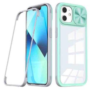 For iPhone 12 / 12 Pro 360 Full Body Sliding Camshield Phone Case(Green Grey)