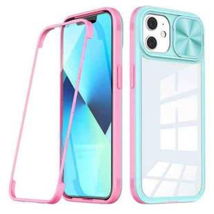 For iPhone 11 360 Full Body Sliding Camshield Phone Case (Baby Blue Pink)