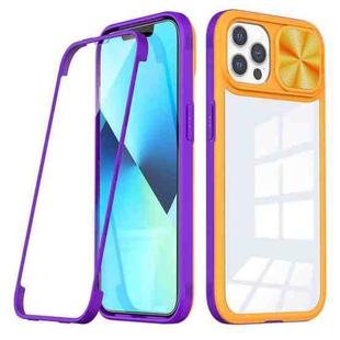 For iPhone 11 Pro Max 360 Full Body Sliding Camshield Phone Case (Yelllow Purple)