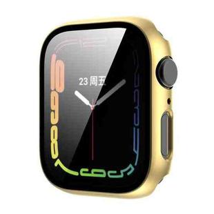 Tempered Glass Film Plating PC Watch Case For Apple Watch Series 9 / 8 & 7 45mm(Gold)