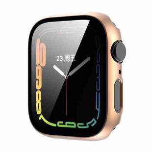 Tempered Glass Film Plating PC Watch Case For Apple Watch Series 9 / 8 & 7 45mm(Rose Gold)