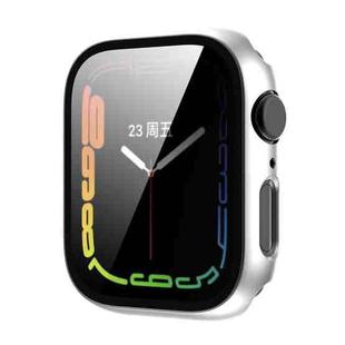 Tempered Glass Film Plating PC Watch Case For Apple Watch Series 9 / 8 & 7 45mm(Silver)