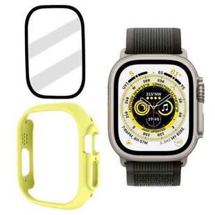 Tempered Glass Film Frosted PC Watch Case For Apple Watch Ultra 49mm / Apple Watch Ultra 2 49mm(Yellow)