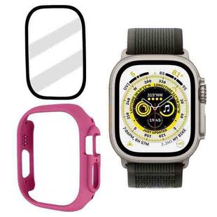 Tempered Glass Film Frosted PC Watch Case For Apple Watch Ultra 49mm / Apple Watch Ultra 2 49mm(Rose Red)