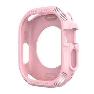 Three-proof TPU Carbon Fiber Protective Case For Apple Watch Ultra 49mm / Apple Watch Ultra 2 49mm (Pink)