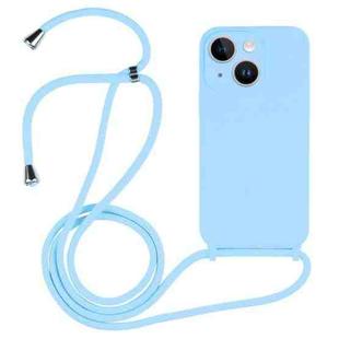 For iPhone 14 Crossbody Lanyard Liquid Silicone Case(Blue)