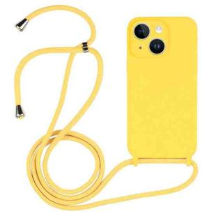 For iPhone 14 Plus Crossbody Lanyard Liquid Silicone Case(Yellow)