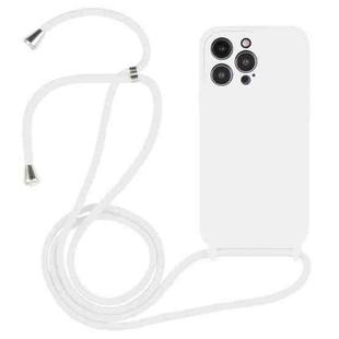 For iPhone 14 Pro Max Crossbody Lanyard Liquid Silicone Case(White)