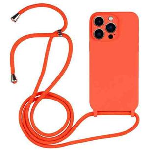 For iPhone 13 Pro Crossbody Lanyard Liquid Silicone Case(Orange)