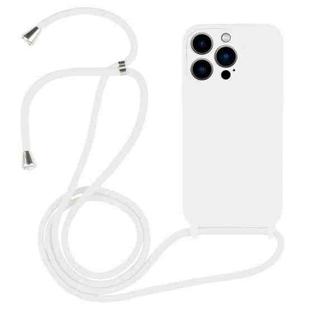 For iPhone 13 Pro Crossbody Lanyard Liquid Silicone Case(White)