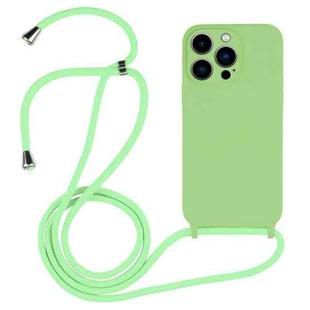 For iPhone 13 Pro Max Crossbody Lanyard Liquid Silicone Case(Matcha Green)