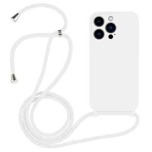 For iPhone 13 Pro Max Crossbody Lanyard Liquid Silicone Case(White)