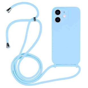For iPhone 12 Crossbody Lanyard Liquid Silicone Case(Blue)