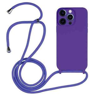For iPhone 12 Pro Crossbody Lanyard Liquid Silicone Case(Purple)