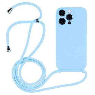 For iPhone 12 Pro Crossbody Lanyard Liquid Silicone Case(Blue)