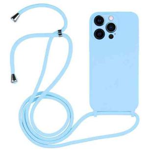 For iPhone 12 Pro Max Crossbody Lanyard Liquid Silicone Case(Blue)