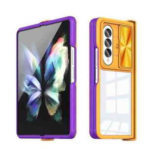 For Samsung Galaxy Z Fold4 360 Full Body Sliding Camshield Phone Case(Yelllow Purple)
