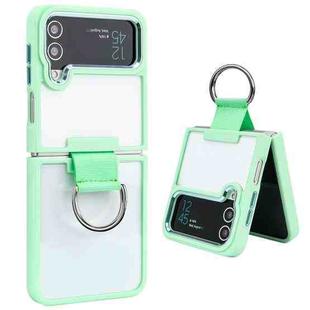 For Samsung Galaxy Z Flip4 Shield Transparent TPU + PC Phone Case with Ring(Matcha Green)