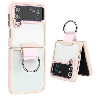 For Samsung Galaxy Z Flip4 Shield Transparent TPU + PC Phone Case with Ring(Pink)