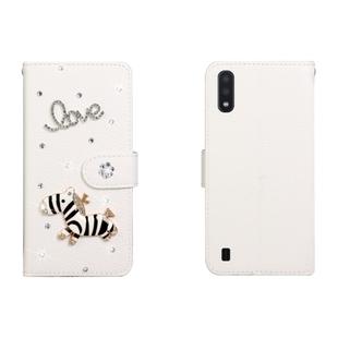 For Galaxy A10 / M10 Horizontal Flip Solid Color Rhinestones Leather Case with Card Slot & Wallet & Holder(Trojan)