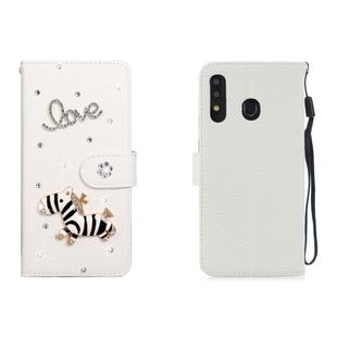 For Galaxy A20 / A30 Horizontal Flip Solid Color Rhinestones Leather Case with Card Slot & Wallet & Holder(Trojan)