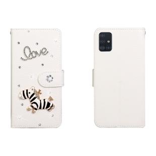 For Galaxy A51 Horizontal Flip Solid Color Rhinestones Leather Case with Card Slot & Wallet & Holder(Trojan)