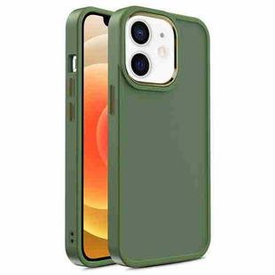 For iPhone 12 / 12 Pro Shield Skin Feel PC + TPU Phone Case(Dark Green)