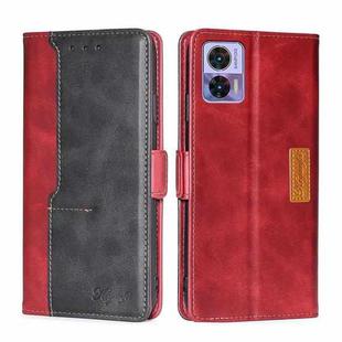 For Motorola Edge 30 Neo Contrast Color Side Buckle Leather Phone Case(Red + Black)