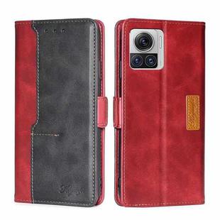 For Motorola Edge X30 Pro 5G/Edge 30 Ultra Contrast Color Side Buckle Leather Phone Case(Red + Black)