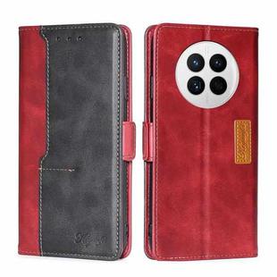 For Huawei Mate 50 Contrast Color Side Buckle Leather Phone Case(Red + Black)