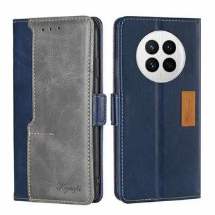 For Huawei Mate 50 Contrast Color Side Buckle Leather Phone Case(Blue + Grey)