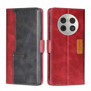 For Huawei Mate 50 Pro Contrast Color Side Buckle Leather Phone Case(Red + Black)