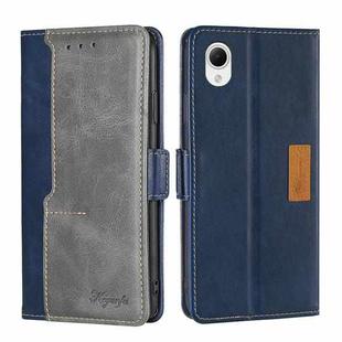 For Samsung Galaxy A23e/A22e Contrast Color Side Buckle Leather Phone Case(Blue + Grey)
