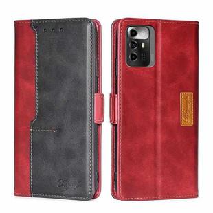 For ZTE Blade A72 5G Contrast Color Side Buckle Leather Phone Case(Red + Black)