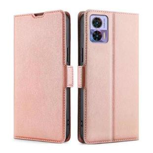 For Motorola Edge 30 Neo Ultra-thin Voltage Side Buckle Horizontal Flip Leather Phone Case(Rose Gold)