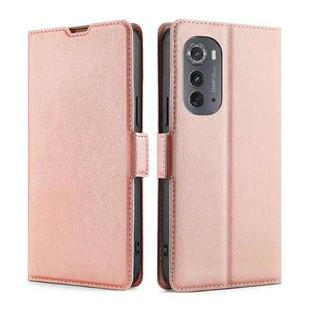 For Motorola Edge 2022 Ultra-thin Voltage Side Buckle Horizontal Flip Leather Phone Case(Rose Gold)