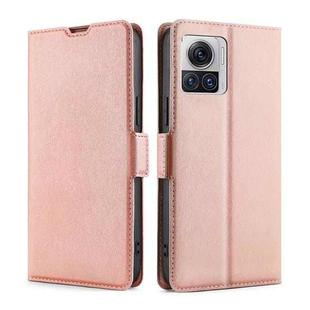 For Motorola Edge X30 Pro 5G/Edge 30 Ultra Ultra-thin Voltage Side Buckle Horizontal Flip Leather Phone Case(Rose Gold)