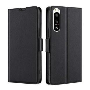 For Sony Xperia 5 IV Ultra-thin Voltage Side Buckle Horizontal Flip Leather Phone Case(Black)