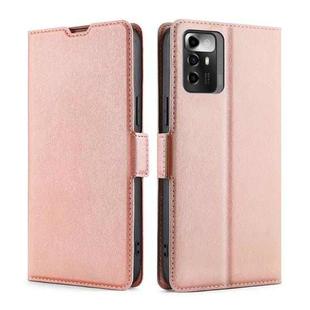 For ZTE Blade A72 5G Ultra-thin Voltage Side Buckle Horizontal Flip Leather Phone Case(Rose Gold)