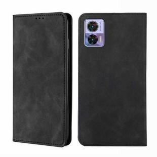 For Motorola Edge 30 Neo Skin Feel Magnetic Horizontal Flip Leather Phone Case(Black)
