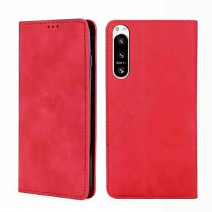 For Sony Xperia 5 IV Skin Feel Magnetic Horizontal Flip Leather Phone Case(Red)