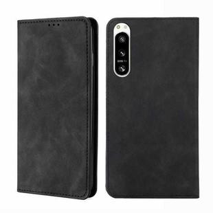 For Sony Xperia 5 IV Skin Feel Magnetic Horizontal Flip Leather Phone Case(Black)