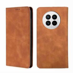 For Huawei Mate 50 Skin Feel Magnetic Horizontal Flip Leather Phone Case(Light Brown)