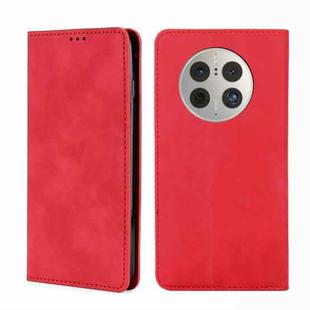 For Huawei Mate 50 Pro Skin Feel Magnetic Horizontal Flip Leather Phone Case(Red)