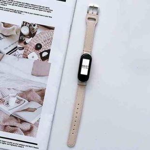 For Xiaomi Mi Band 3 / 4 8-buckle Leather Watch Band(Ivory White)