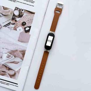 For Xiaomi Mi Band 7 8-buckle Leather Watch Band(Brown)