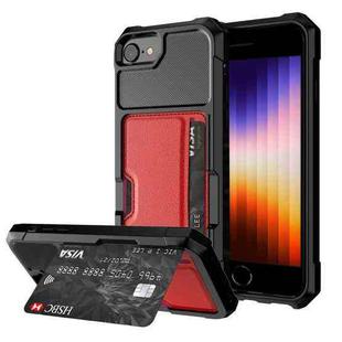 For iPhone SE 2022 / SE 2020 / 8 / 7 ZM02 Card Slot Holder Phone Case(Red)