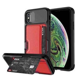 For iPhone X / XS ZM02 Card Slot Holder Phone Case(Red)