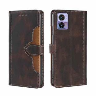 For Motorola Edge 30 Neo Skin Feel Magnetic Buckle Leather Phone Case(Brown)