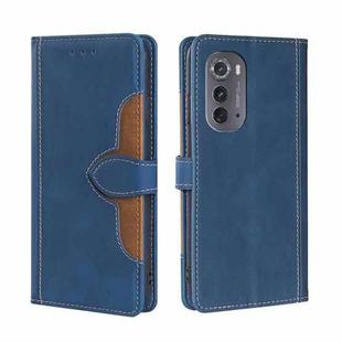 For Motorola Edge 2022 Skin Feel Magnetic Buckle Leather Phone Case(Blue)